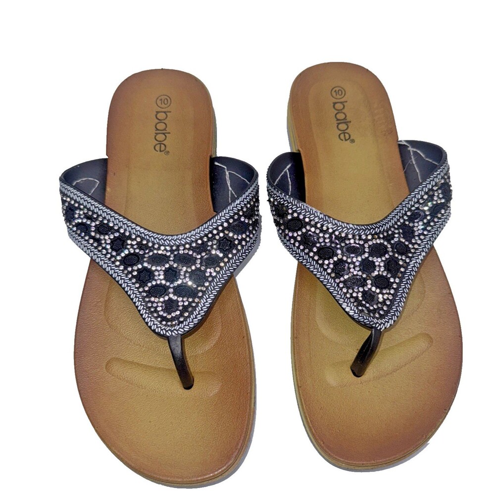 Womans New Babe Bling Thong Sandal Kate Rhinestone Slip-on Flip Flops Size 10